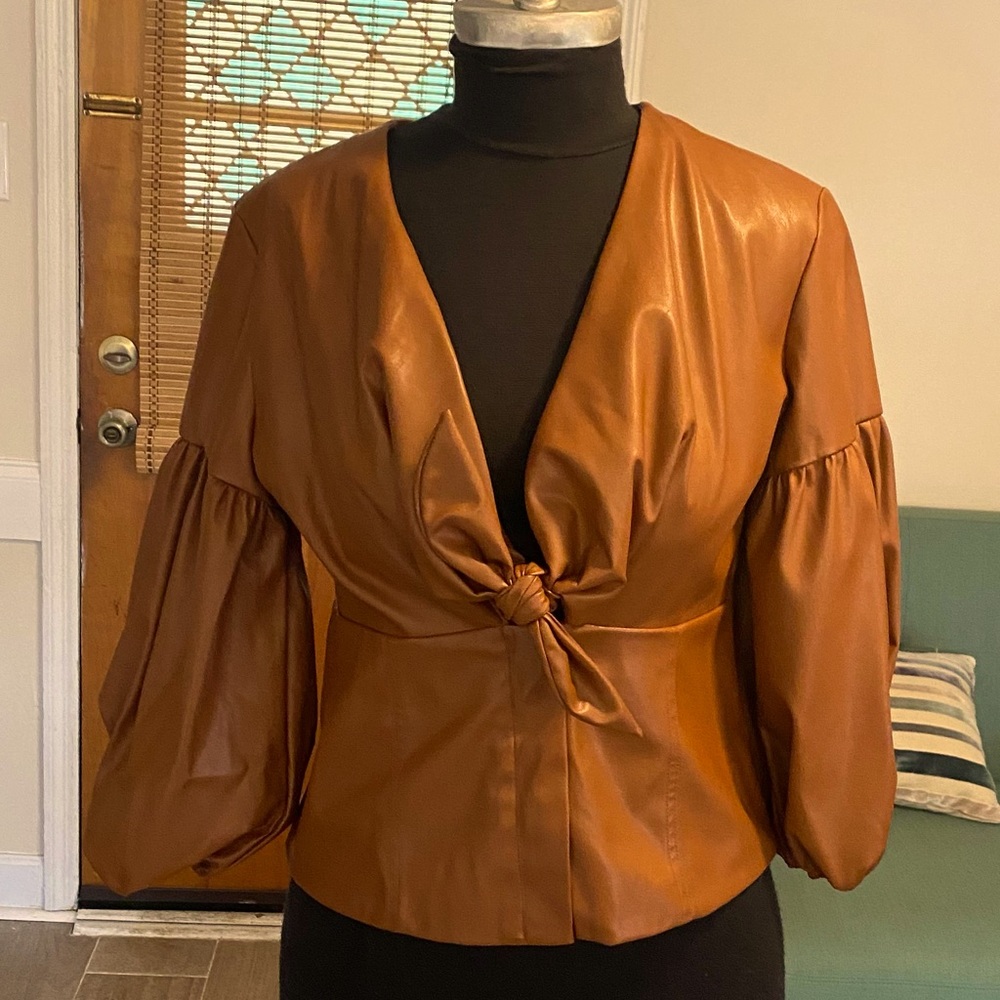 New York & Co never worn faux leather top sz med